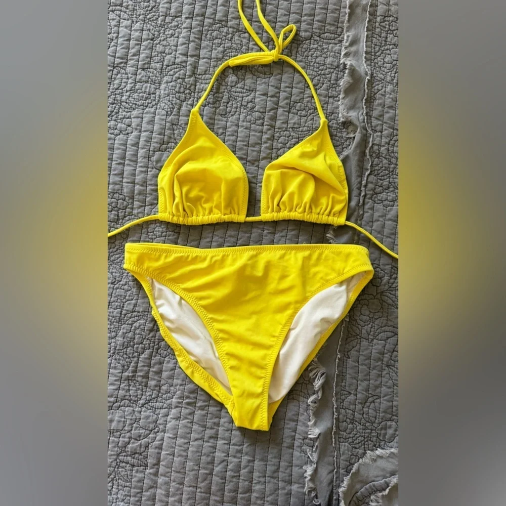 Bright Yellow + Green Bikini Set